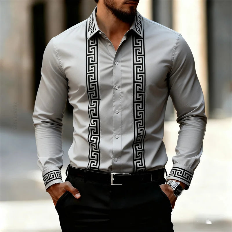 Chemise Géométrique Manches Longues Homme – CLEVI Paris