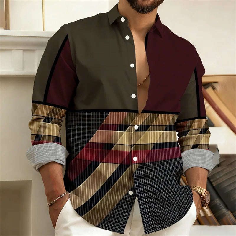 Chemise homme imprimée géométrique – CLEVI Paris