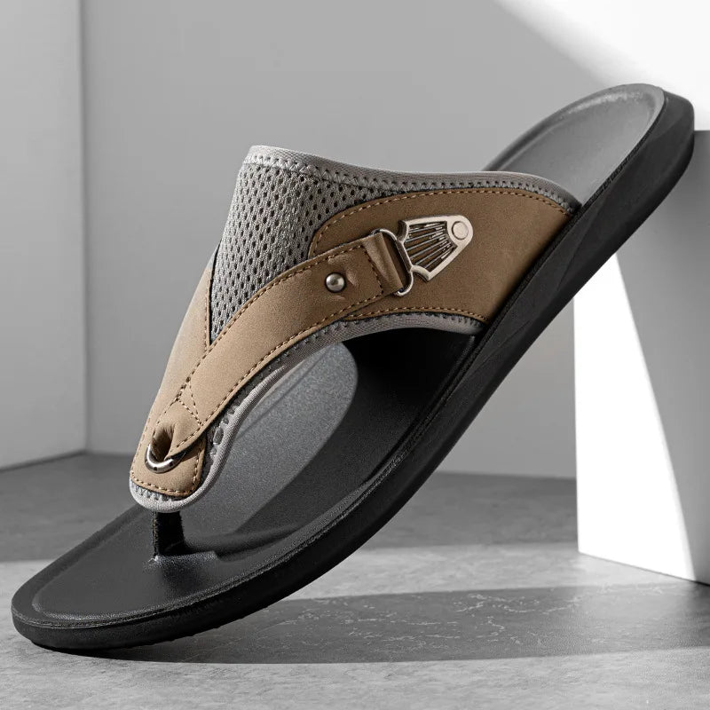 Tongs homme à plateforme en microfibre – CLEVI Paris