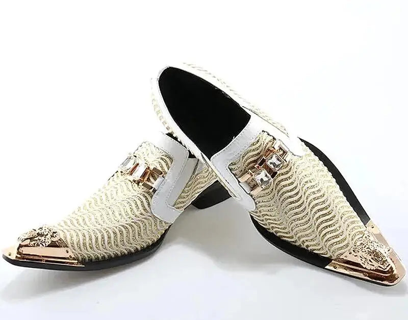 Derby Homme Cuir Véritable Motif Animal – Embout Métal, Bout Pointu, 7 Coloris, EU 36-48 – CLEVI Paris