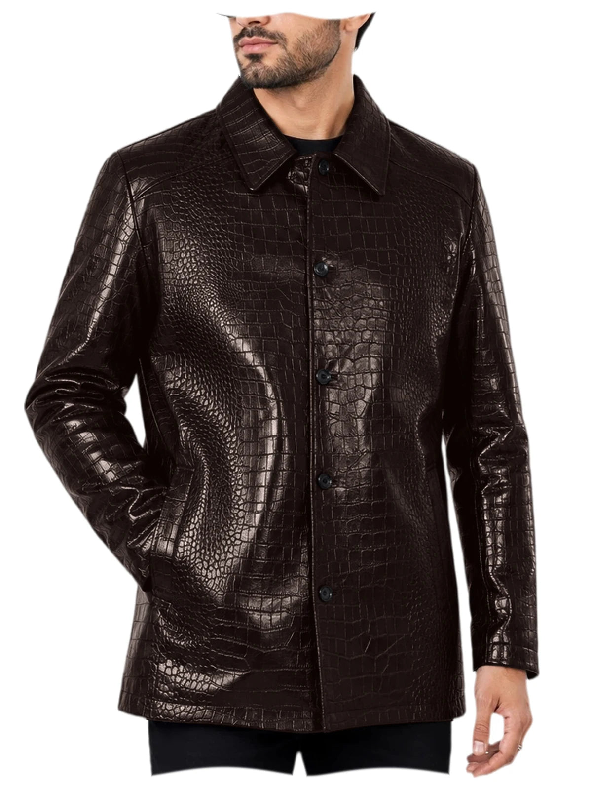 Blazer homme simili cuir motif crocodile – CLEVI Paris