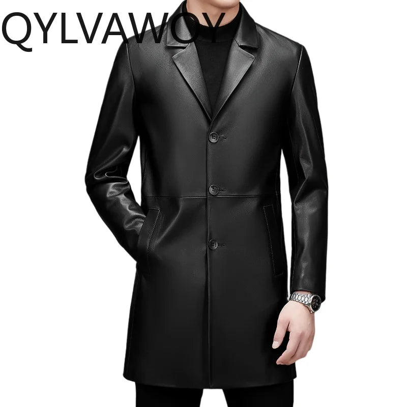 Manteau mi-long homme en cuir de mouton – CLEVI Paris