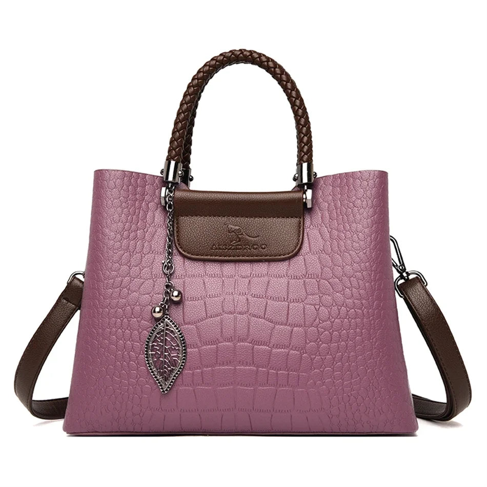 Sac Bandoulière Cuir Motif Croco Femme 3 Poches – CLEVI Paris