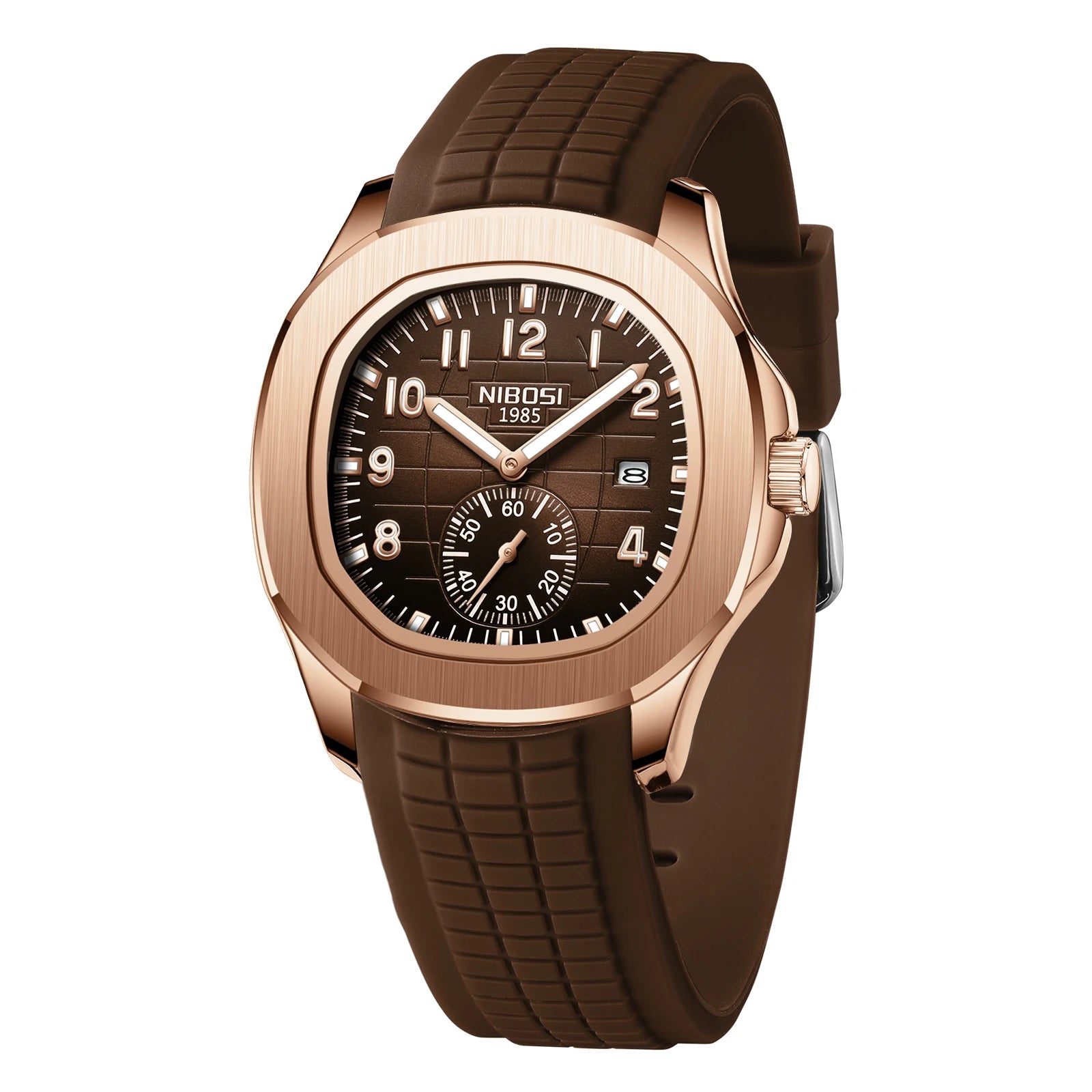 Montre Quartz Homme NIBOSI 2653 – Style Aquanaut, Date Automatique & Aiguilles Lumineuses