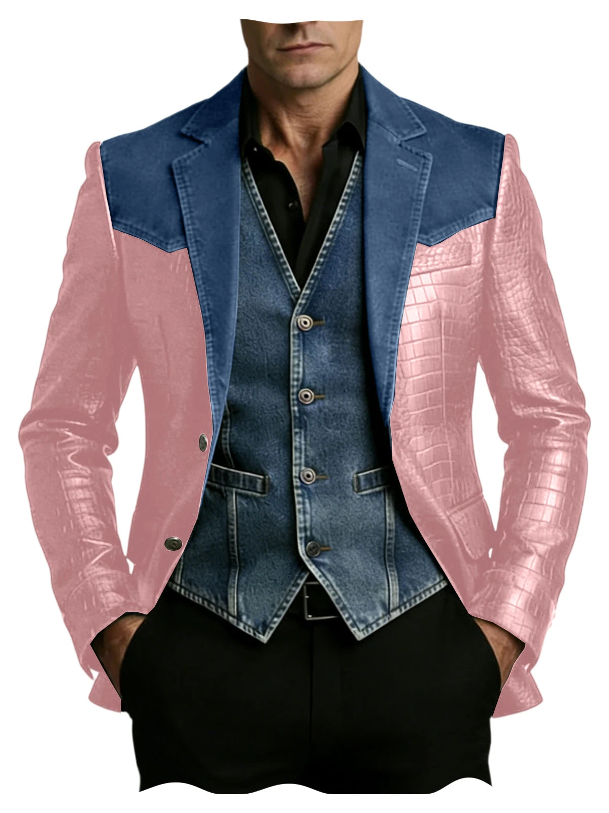 Blazer homme en cuir et polyester – CLEVI Paris