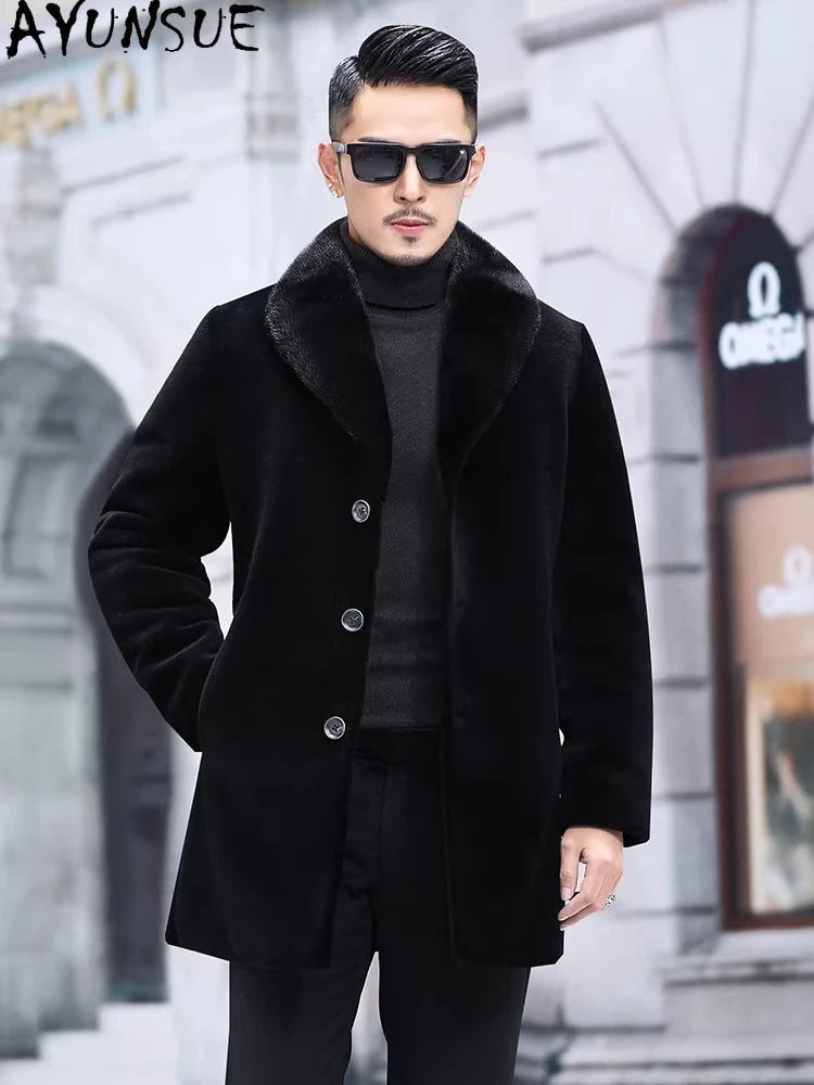 Manteau homme noir à col large – CLEVI Paris