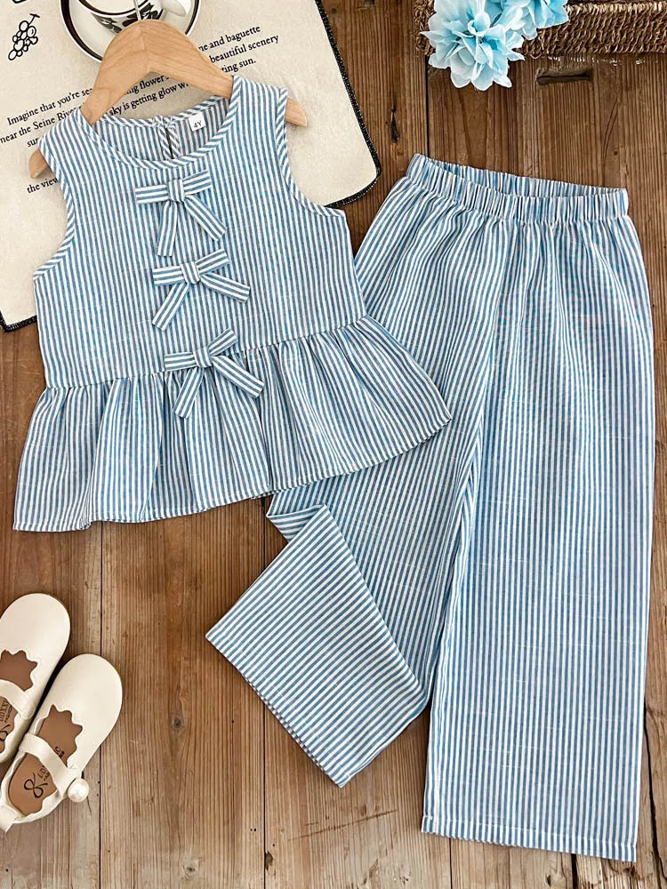 Ensemble fille rayé haut et pantalon – CLEVI Paris