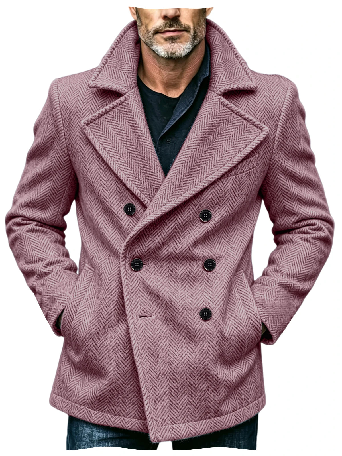 Manteau homme court à chevrons en laine mélangée – CLEVI Paris