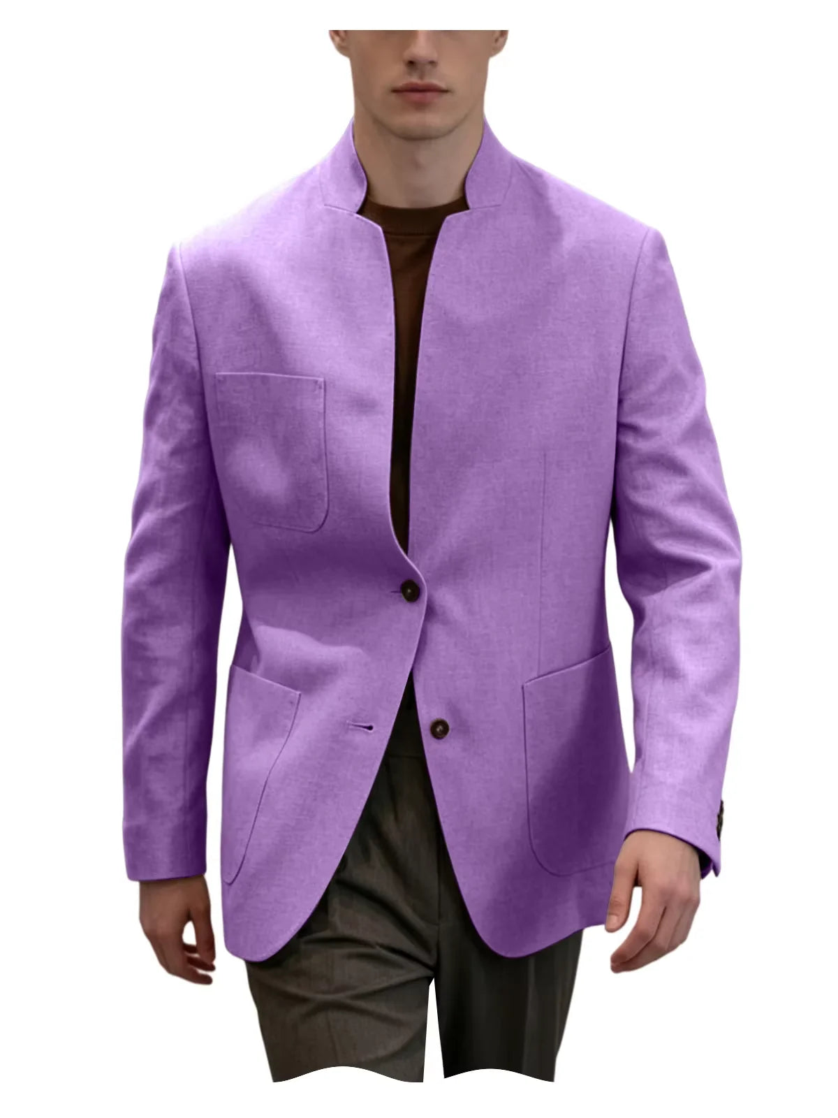 Blazer Lin Homme Col Mandarin – CLEVI Paris