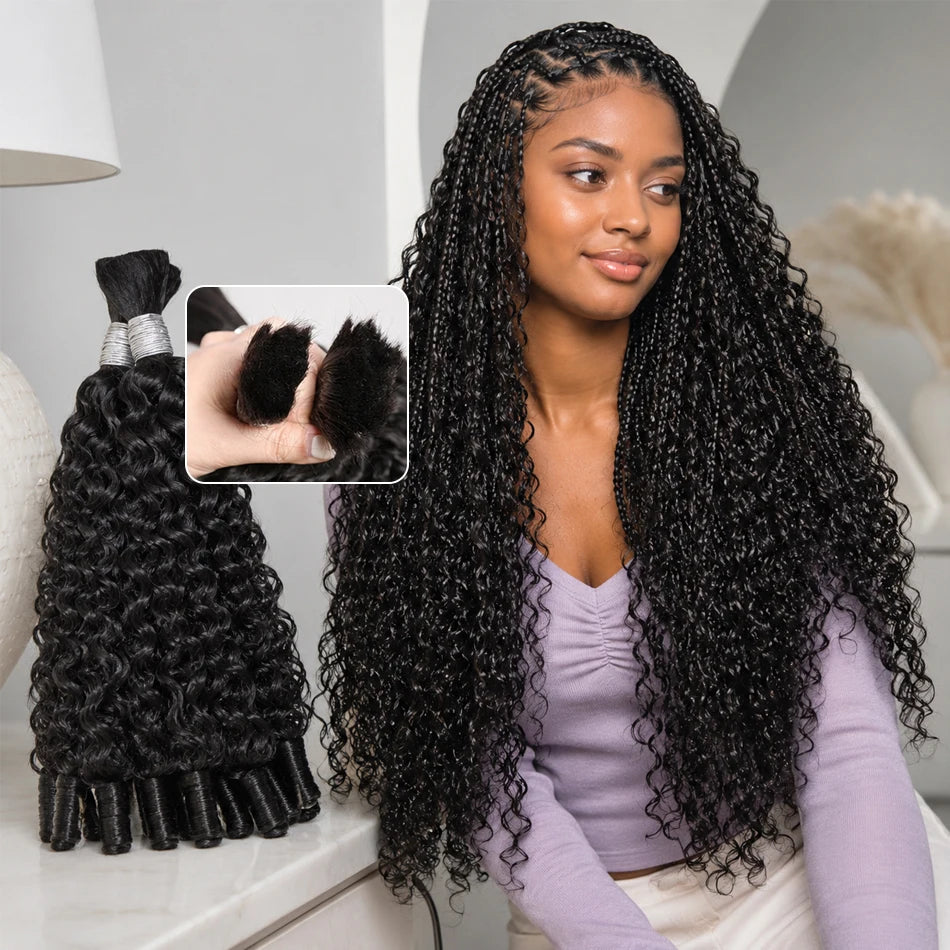 Cheveux Humains à Tresser Deep Wave & Bouclés Birmans Remy – Lot 1 à 5 Mèches – CLEVI Paris