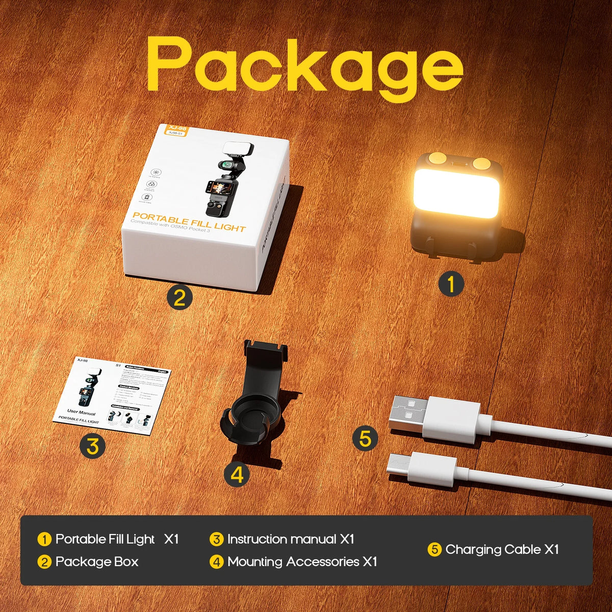 Lampe LED XJ-98 pour Osmo Pocket 3 – CLEVI Paris
