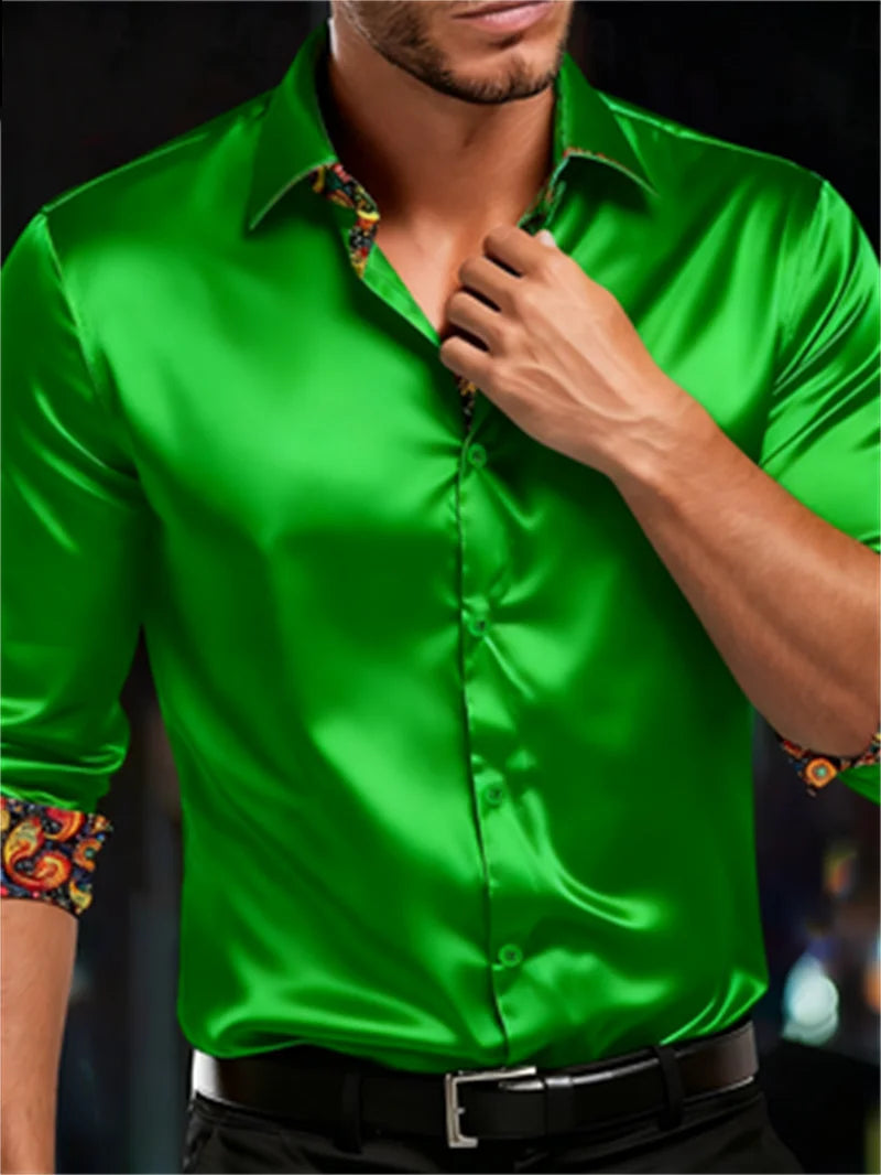 Chemise Homme Manches Longues Imprimée – Soie & Fibre de Bambou – CLEVI Paris