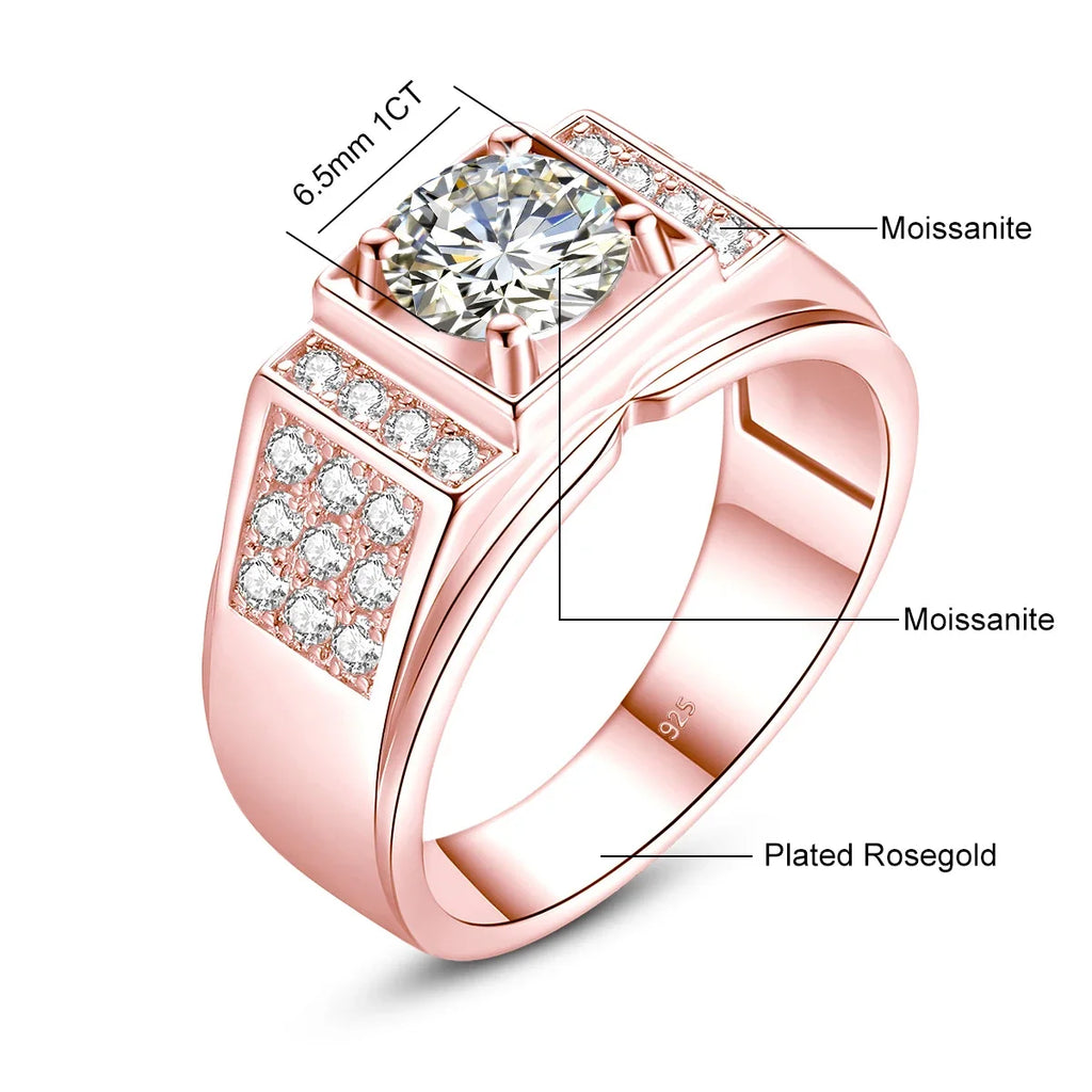 Bague Homme Moissanite 1ct Argent 925 Certifiée – CLEVI Paris