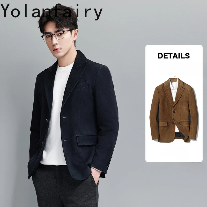 Veste homme en cuir de mouton suédé – CLEVI Paris