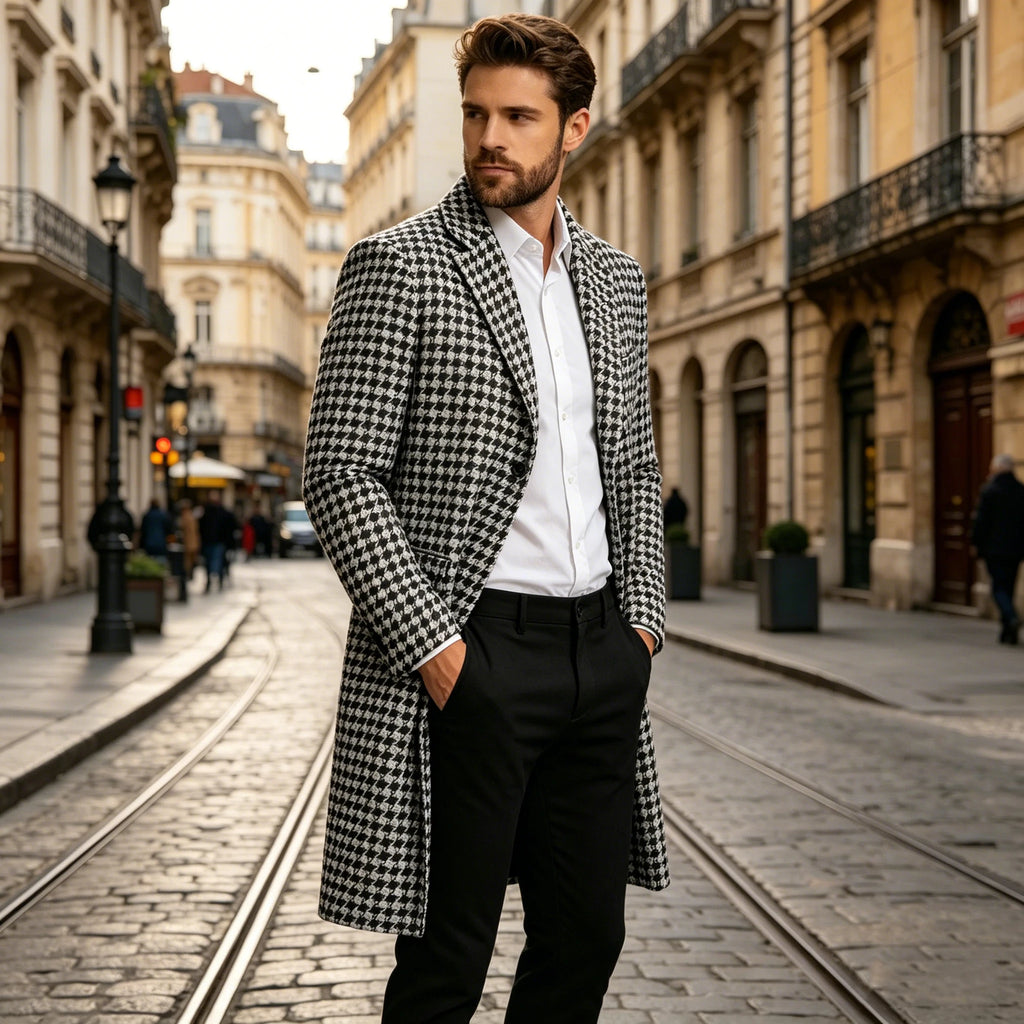 Manteau pied-de-poule homme – CLEVI Paris
