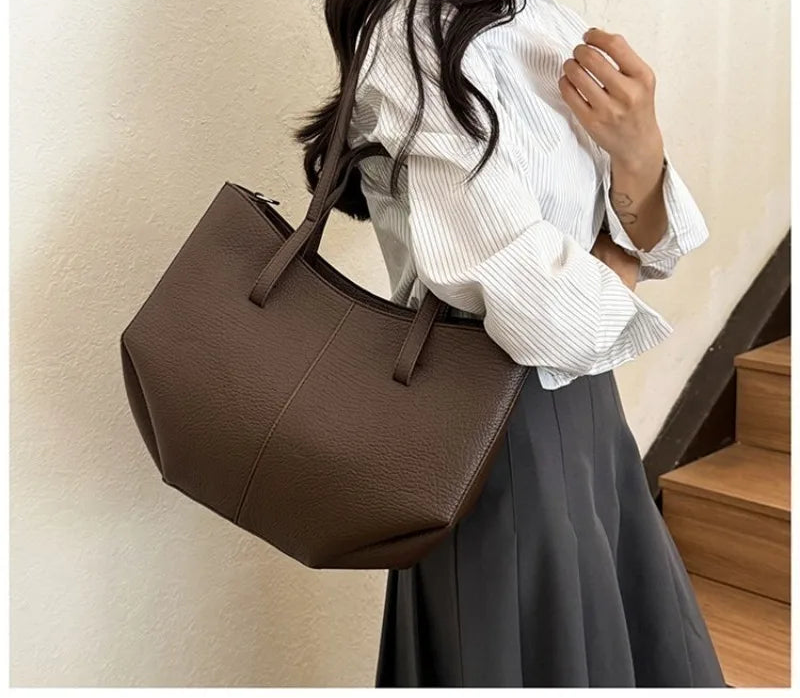 Grand Sac Cabas Femme Simili Cuir Anse Large Fermeture Aimantée – CLEVI Paris
