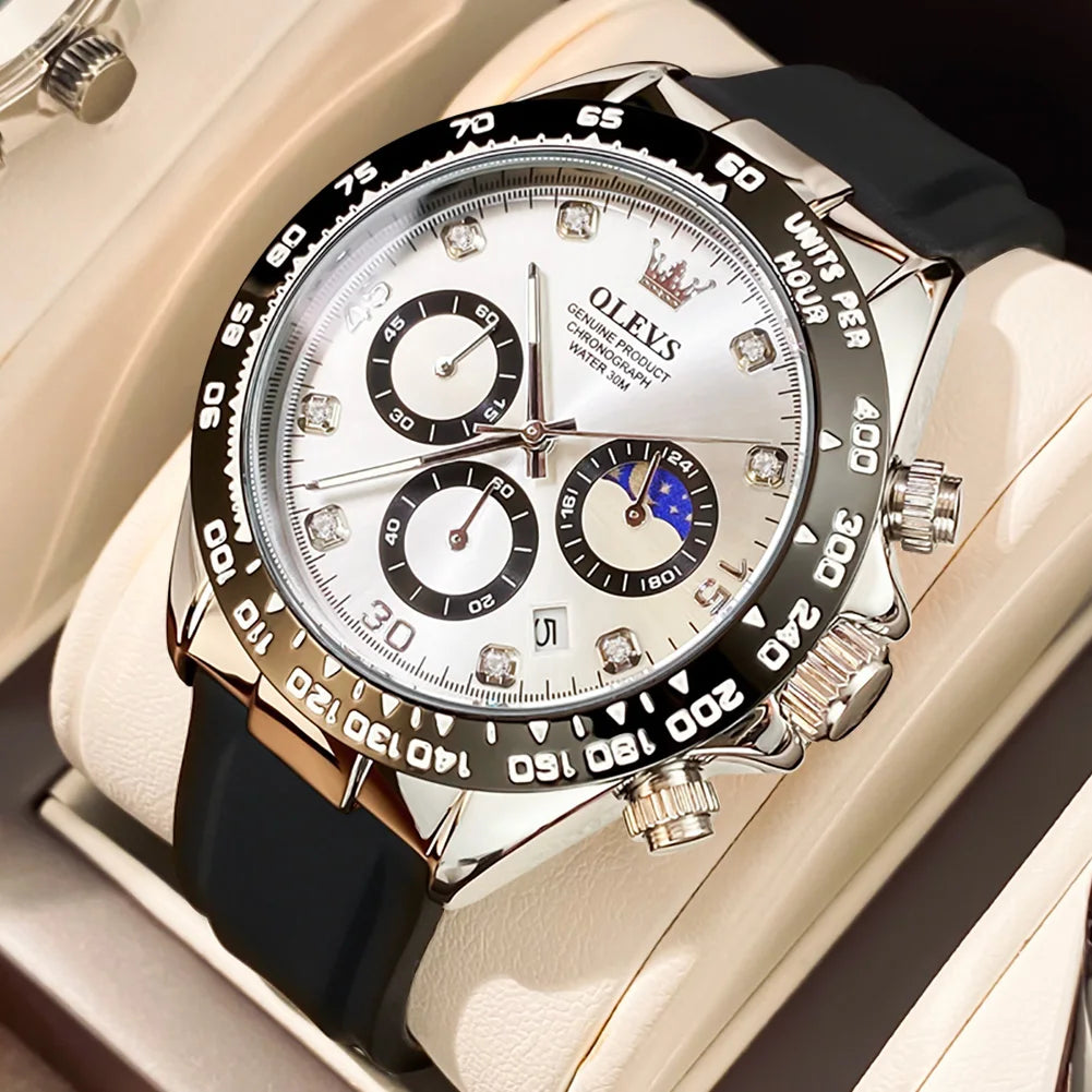Montre Quartz Chronographe Phase de Lune OLEVS Homme – CLEVI Paris