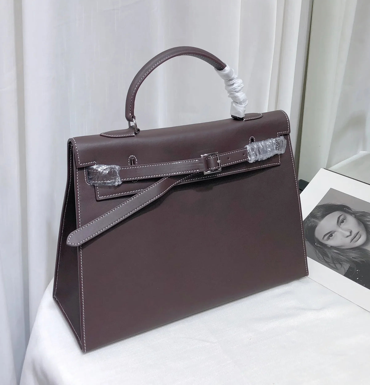Sac À Main Femme Cuir Véritable Structuré Rabat Business – CLEVI Paris
