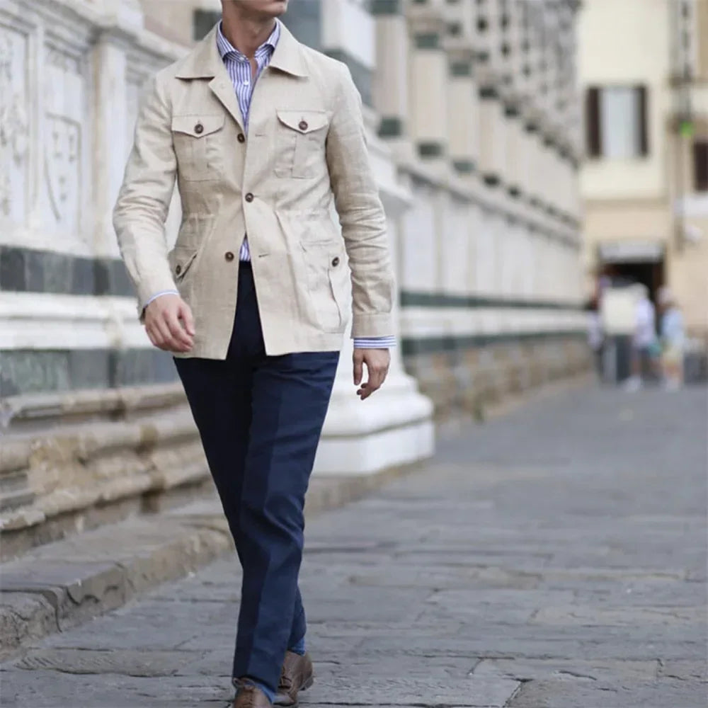 Veste safari homme à poches, style rétro – CLEVI Paris