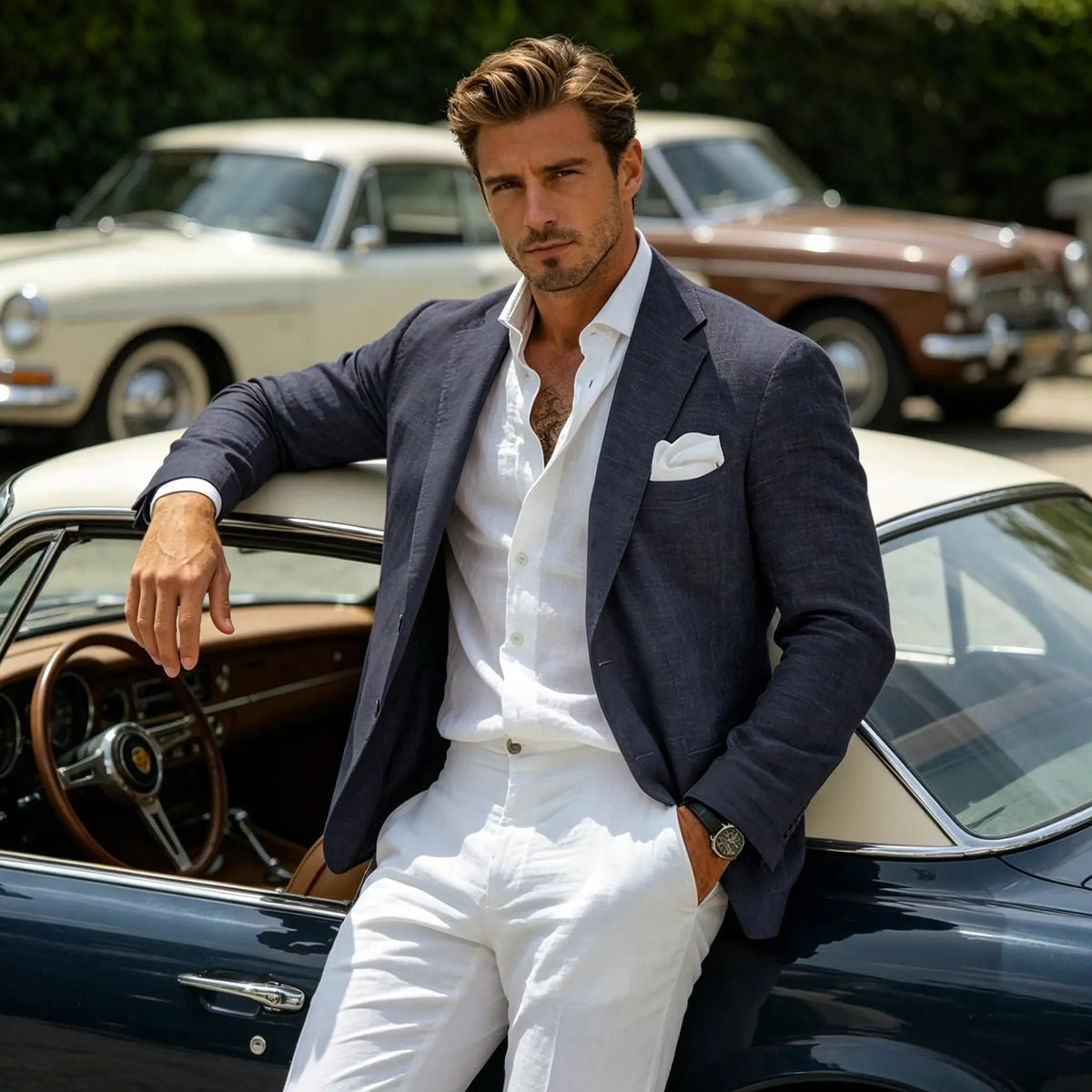 Blazer Lin Homme Coupe Ajustée – CLEVI Paris