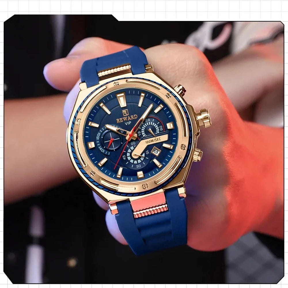 REWARD RD831508M Montre Homme Quartz Sport Ronde Chrono Calendrier Lumineux 30M – CLEVI Paris