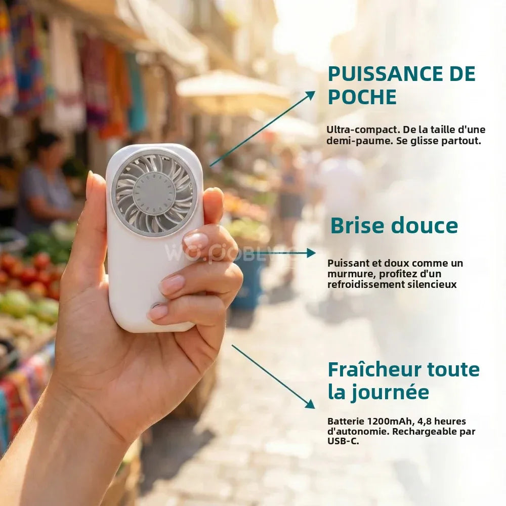 Mini ventilateur de poche 5 vitesses, 1200 mAh – CLEVI Paris