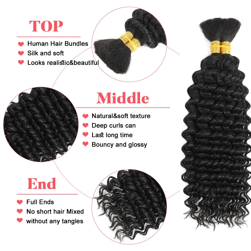 Mèches Tressage Deep Wave Cheveux Humains Brésiliens 100g Sans Trame — Boho Braids & Nattes – CLEVI Paris