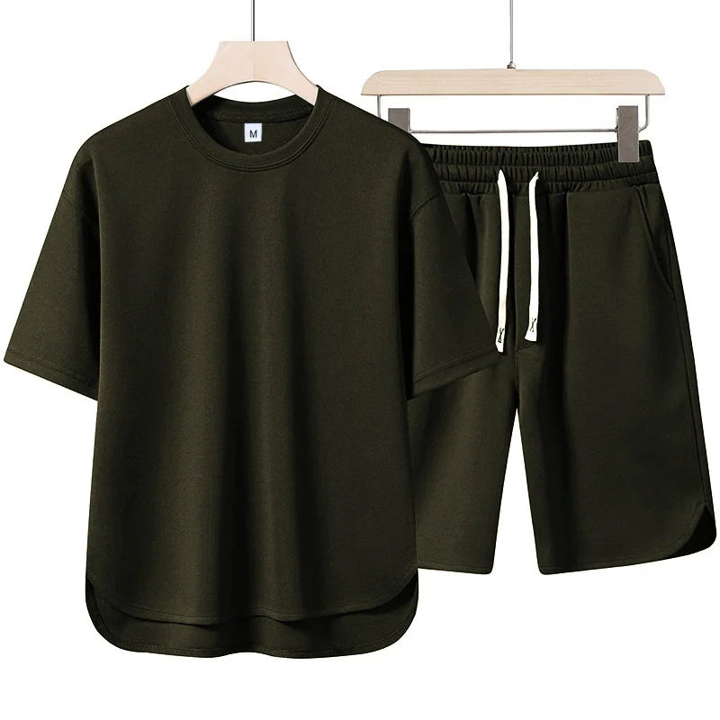 Ensemble 2 Pièces Homme T-Shirt Col Rond Manches Courtes + Short Cordon Sport Casual Été Multi-Couleurs M-XXXL – CLEVI Paris
