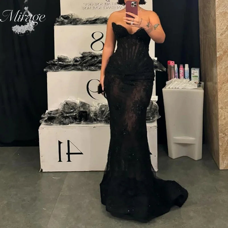 Robe de bal sirène bustier en dentelle – CLEVI Paris