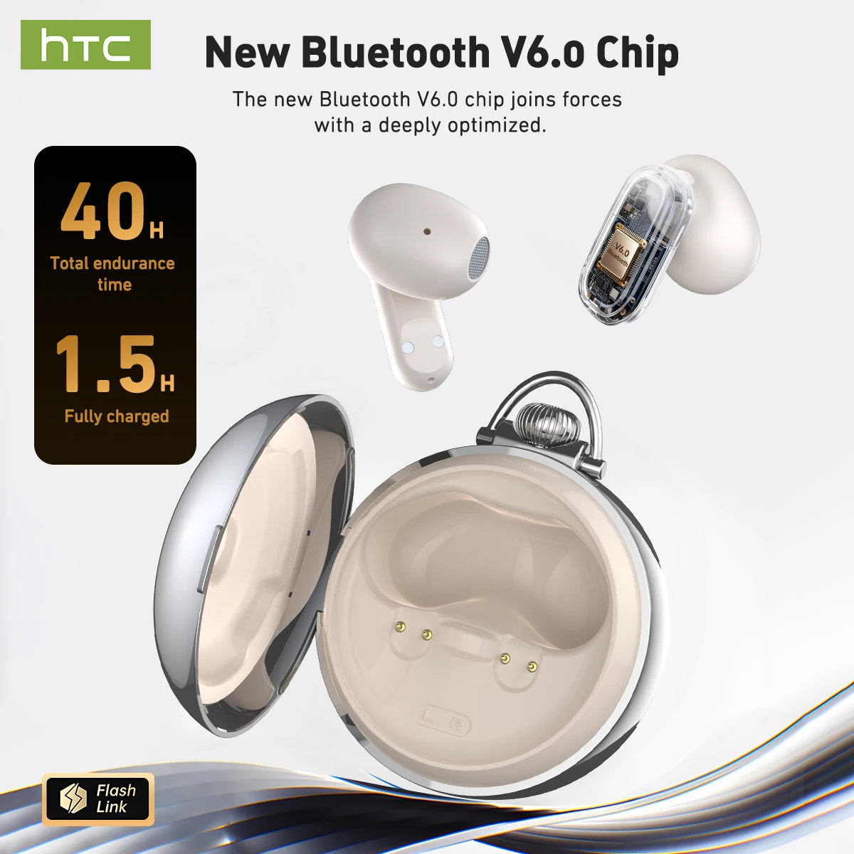 Écouteurs HTC NE71 TWS Bluetooth 6.0 IPX6 Écran LED HiFi – CLEVI Paris