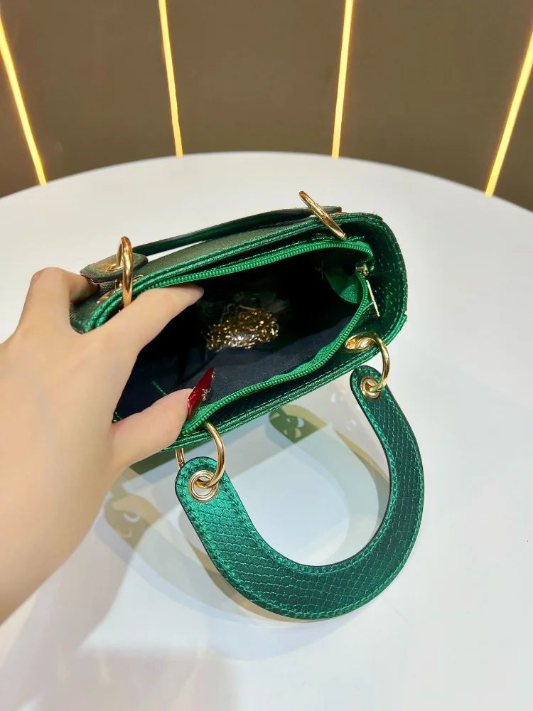 Mini Tote Bag Femme PU Rigide Motif Serpent 17×8×14,5cm 6 Coloris – CLEVI Paris