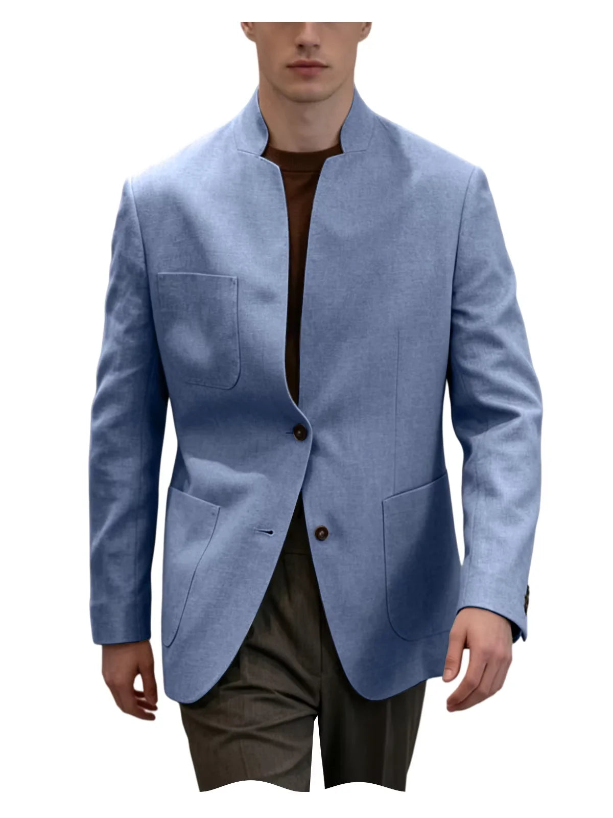 Blazer Lin Homme Col Mandarin – CLEVI Paris