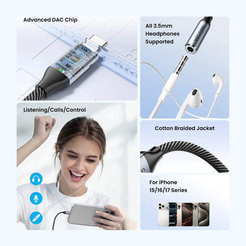 Adaptateur Vention USB-C Jack 3.5mm DAC Hi-Fi – CLEVI Paris
