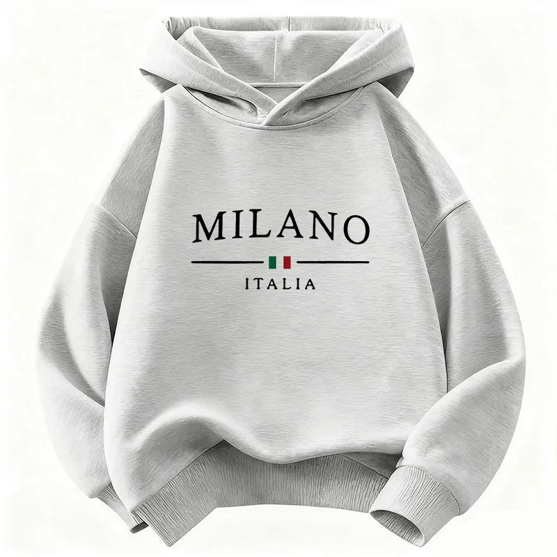 Sweat enfant à capuche imprimé Milano – CLEVI Paris