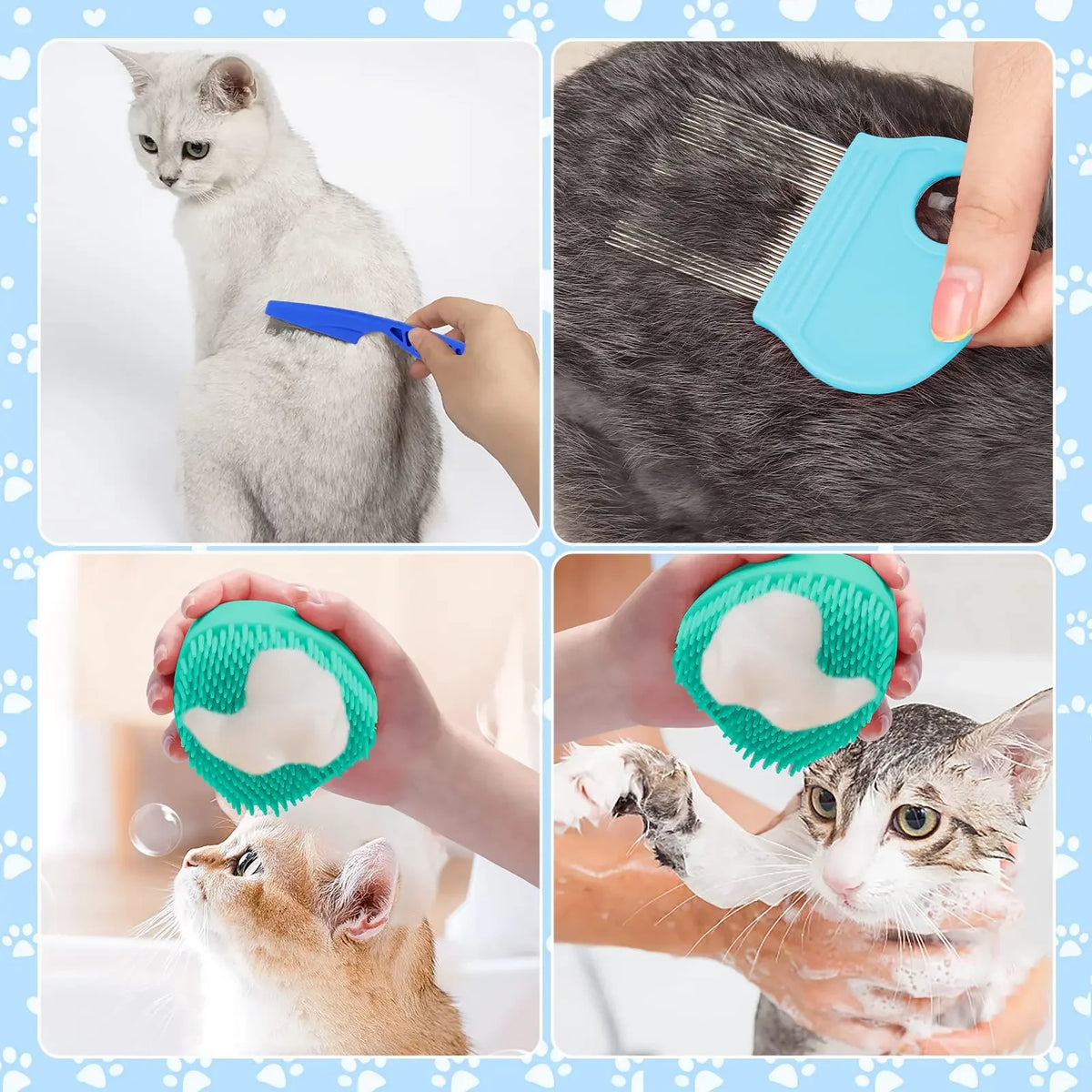 Kit toilettage animaux 8 pièces avec brosse bain – CLEVI Paris