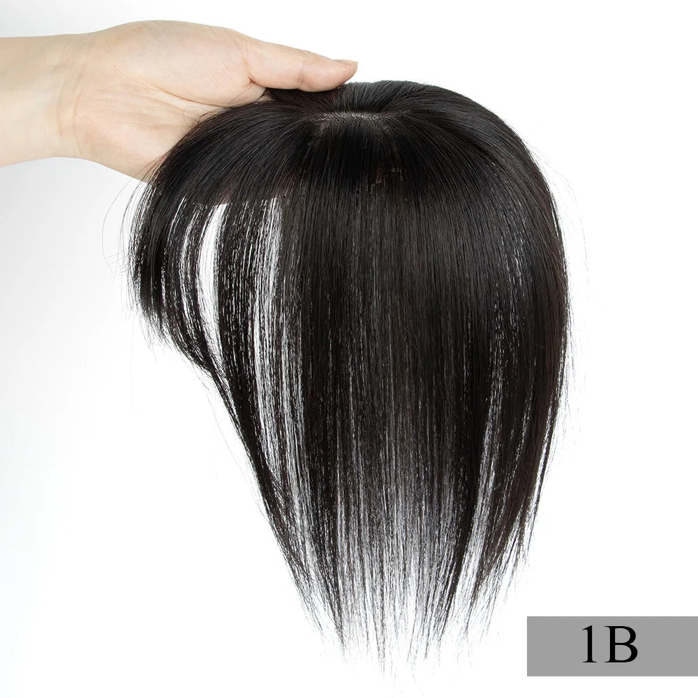 Topper Capillaire Femme avec Frange Cheveux Humains Remy Base 5x9cm Clips – CLEVI Paris