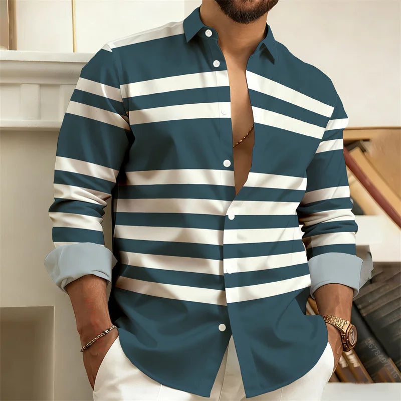 Chemise rayée homme manches longues – CLEVI Paris