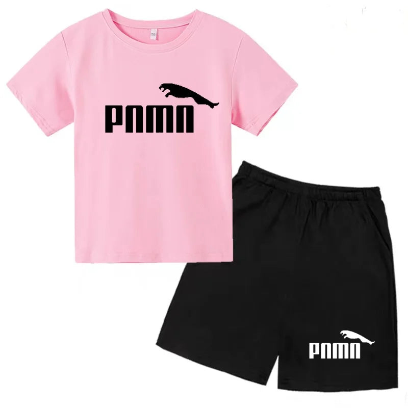 Ensemble enfant T-shirt à lettres et short uni – CLEVI Paris