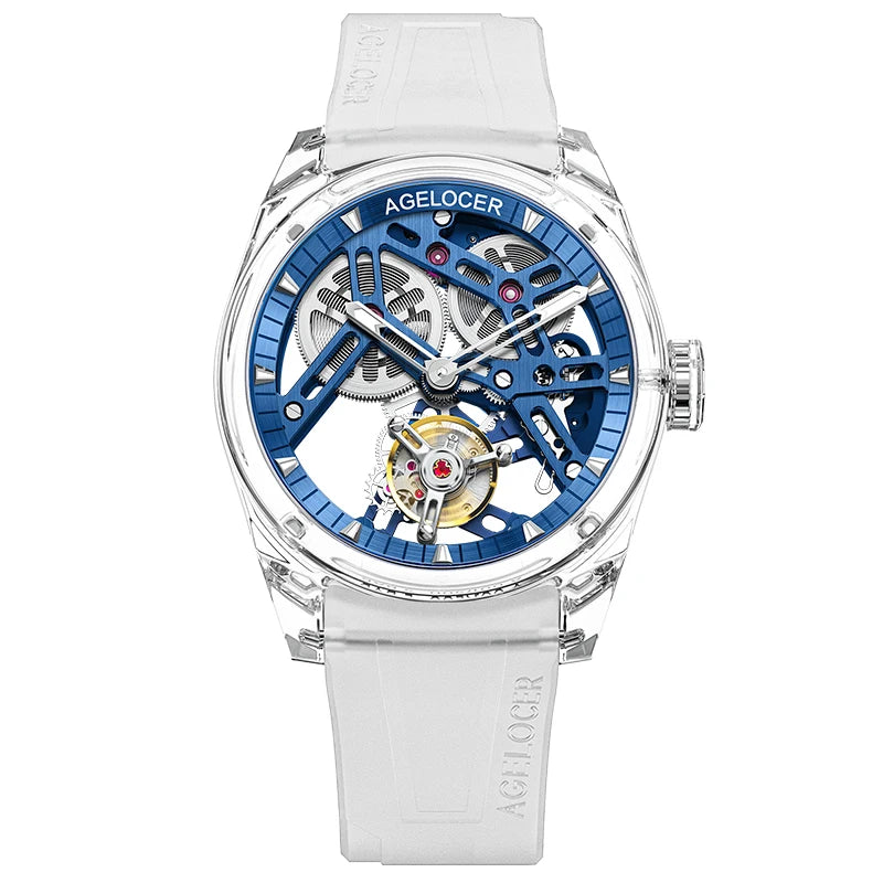 Montre Homme Flying Tourbillon Édition Limitée 299ex Boîtier Cristal Transparent Agelocer Ice Never Melts 2.0 – CLEVI Paris