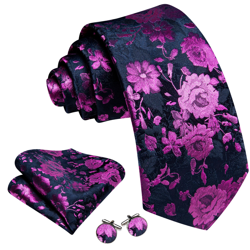 Ensemble cravate homme 3 pièces jacquard floral – CLEVI Paris