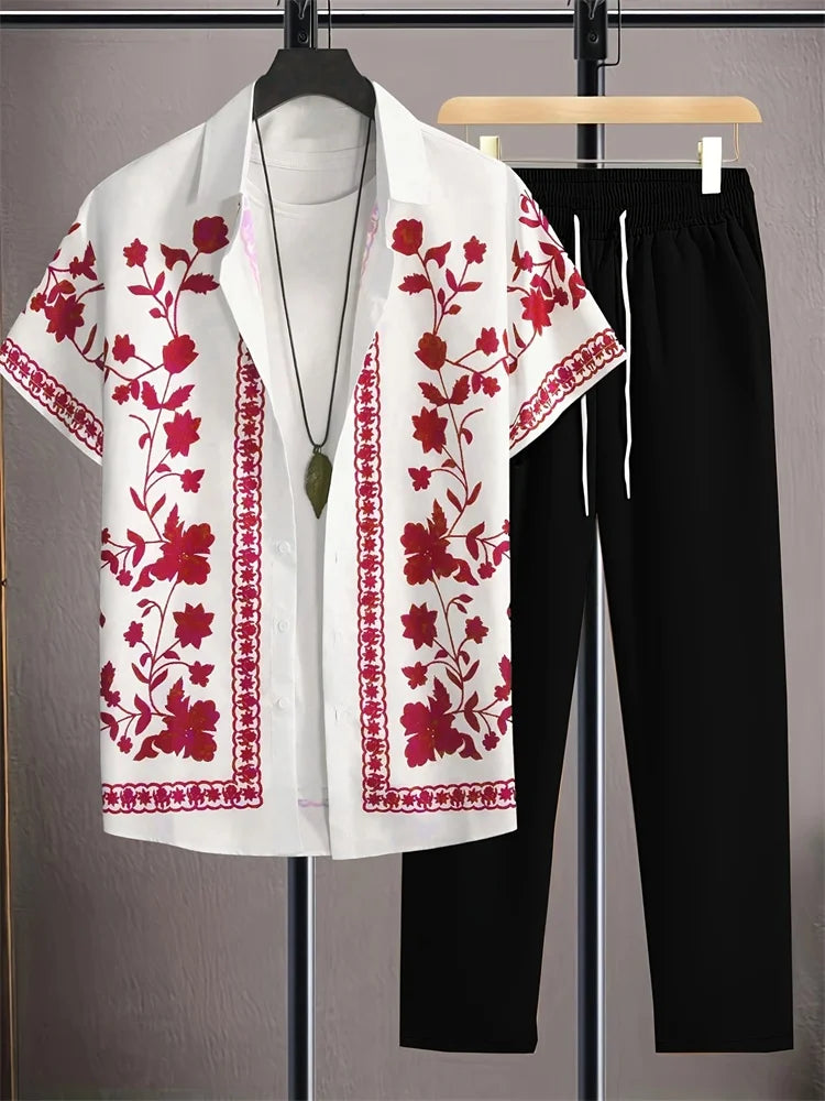 Ensemble 2 Pièces Homme Chemise + Pantalon Imprimé 3D Rayures Streetwear S-2XL – CLEVI Paris