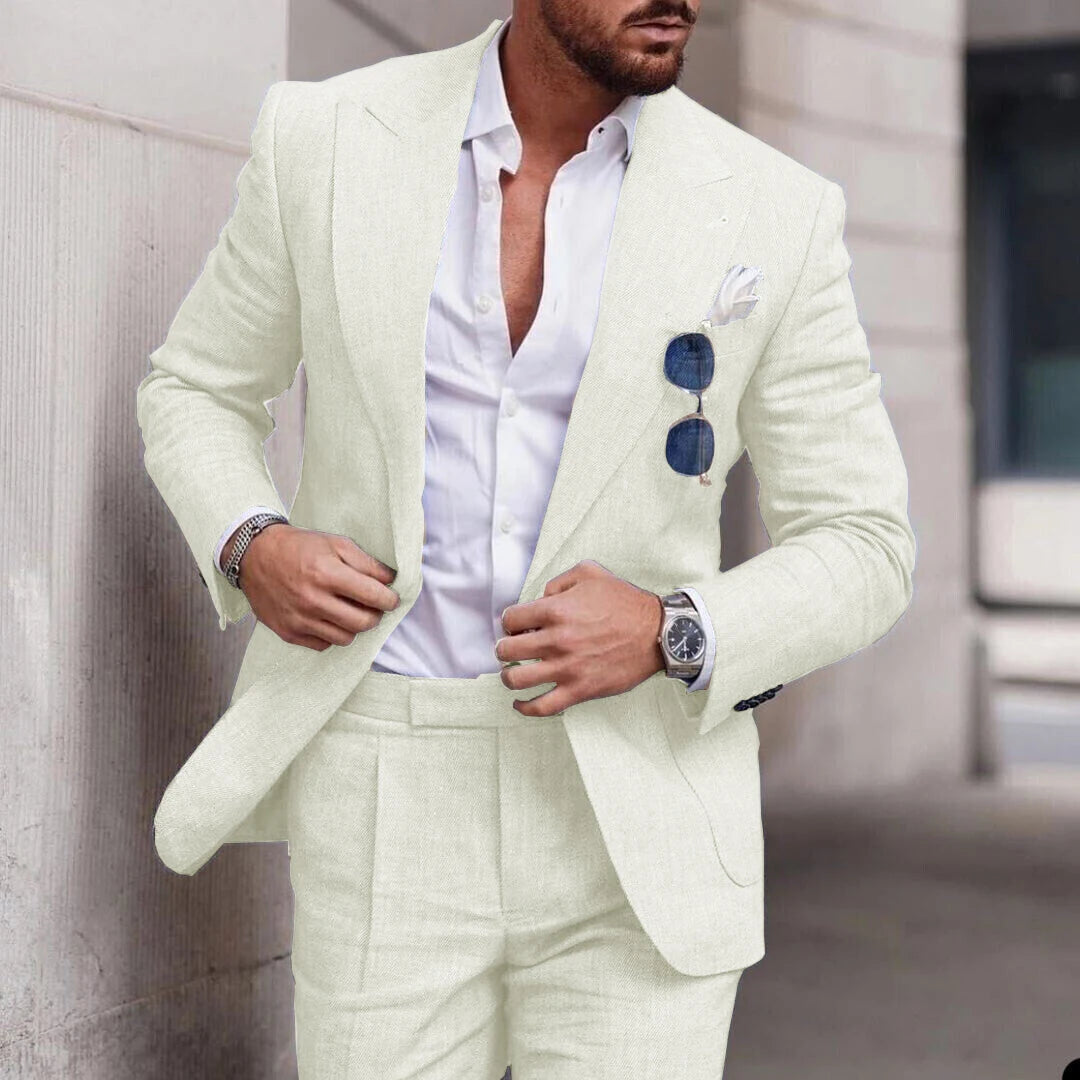 Costume Lin Homme 2 Pièces Coupe Ajustée – CLEVI Paris