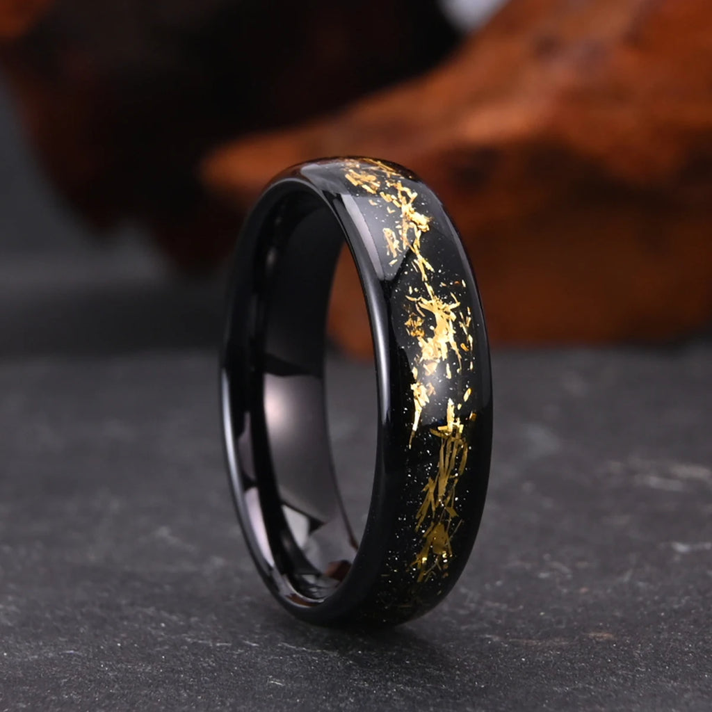 Bague Couple en Tungstène 6 mm, Noire ou Dorée – CLEVI Paris