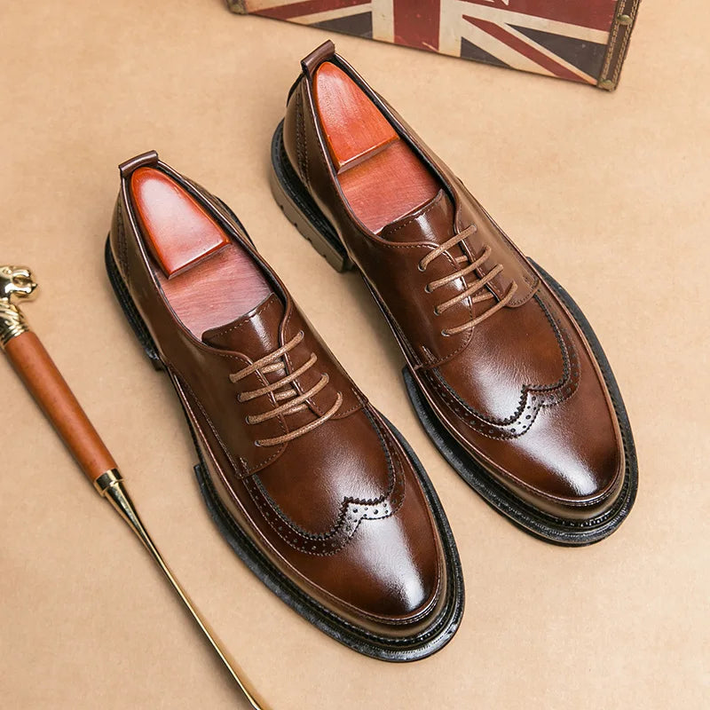 Oxford Homme Brogue Cuir Verni Respirant Imperméable | Business Mariage EU 38-45