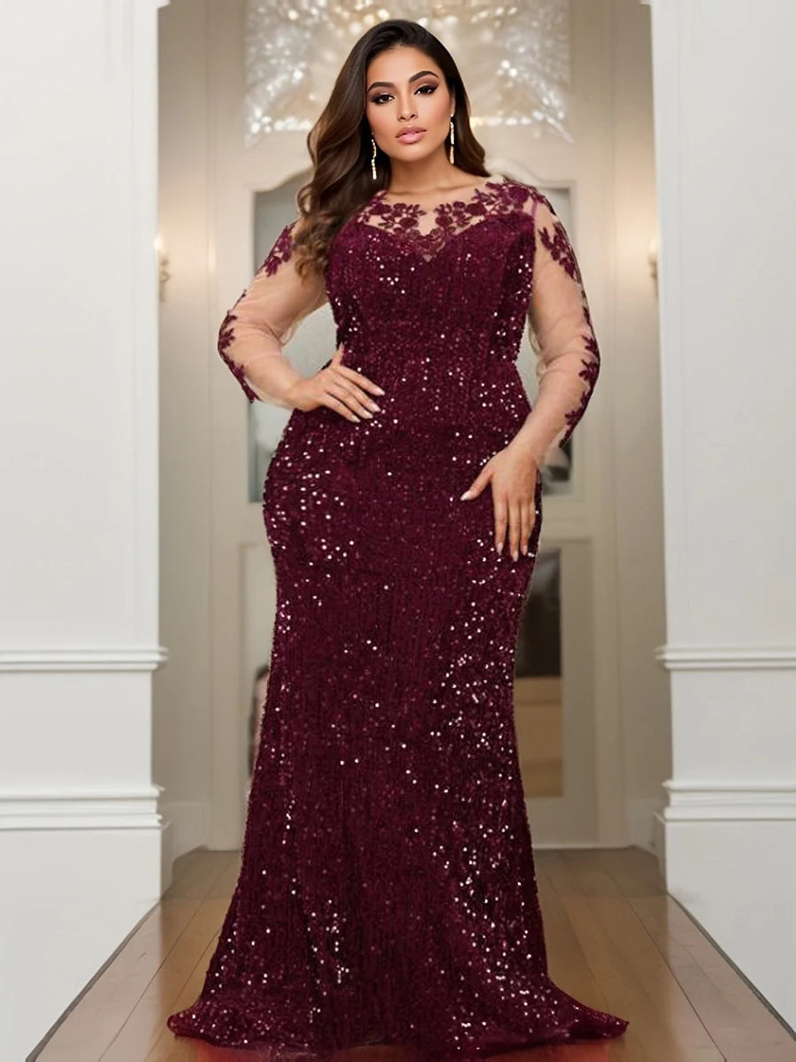 Robe de soirée longue dentelle et paillettes – CLEVI Paris