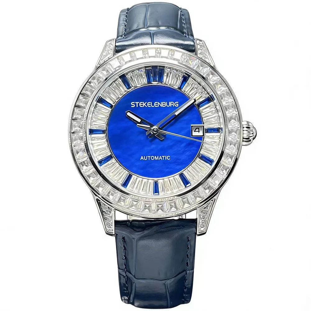 Montre Homme Luxe Automatique HUAYRA – Diamants Bracelet Cuir Lumineuse Étanche – CLEVI Paris