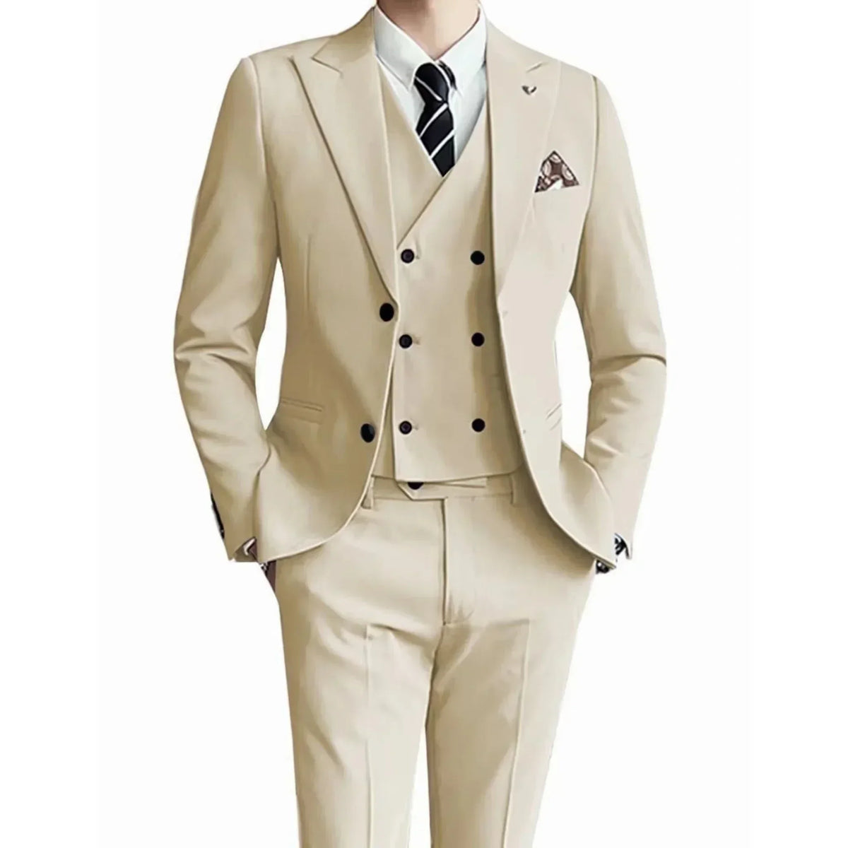 Costume homme 3 pièces uni, veste et gilet – CLEVI Paris