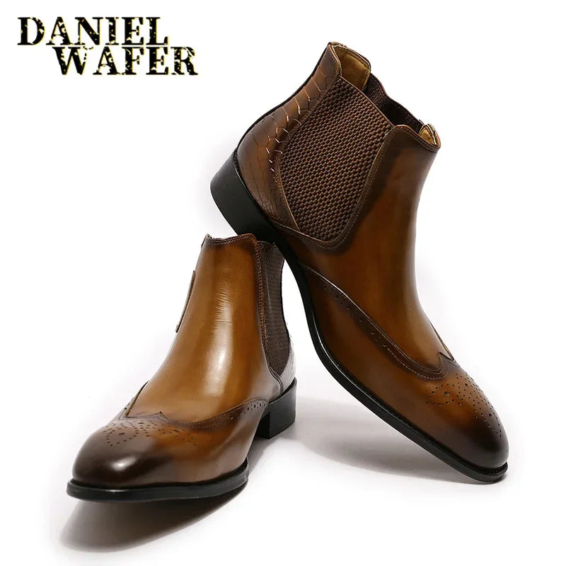 Bottines en Cuir pour Homme, Chelsea Sans Lacet – CLEVI Paris