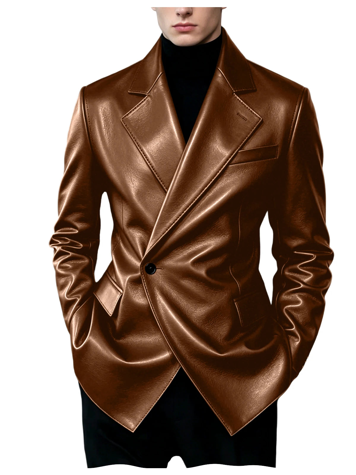 Blazer homme en similicuir, coupe ajustée – CLEVI Paris