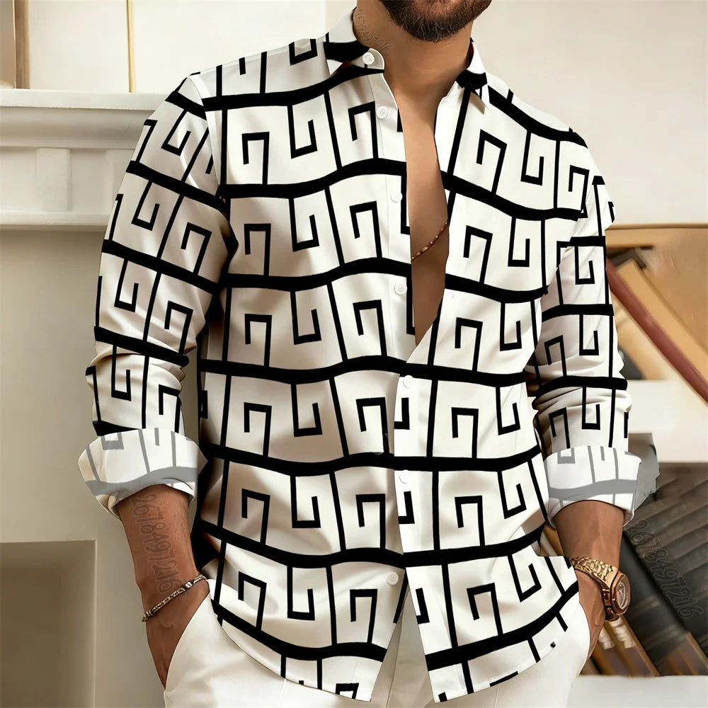 Chemise imprimée homme manches longues – CLEVI Paris